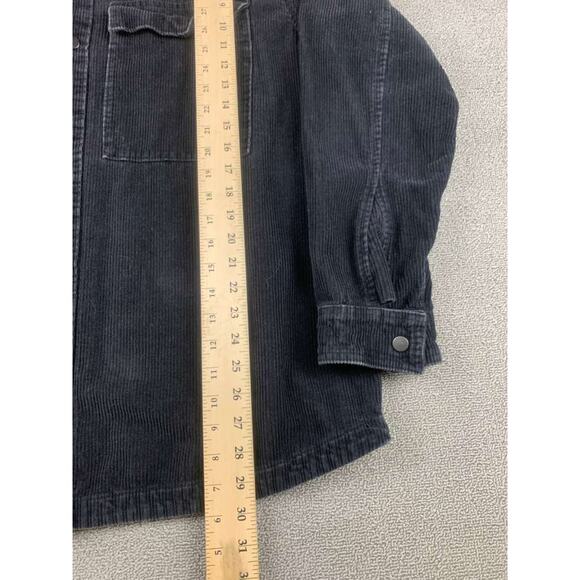 Y2K No Boundaries Corduroy Shirt Men L Black Long Sleeve Snap Dual Chest Pockets - Picture 7 of 8